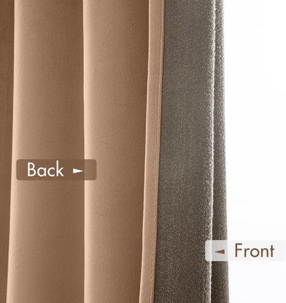 MIULEE Blush Beige Velvet Curtains Thermal Insulated Blackout Curtain Drapes for Bedroom Living