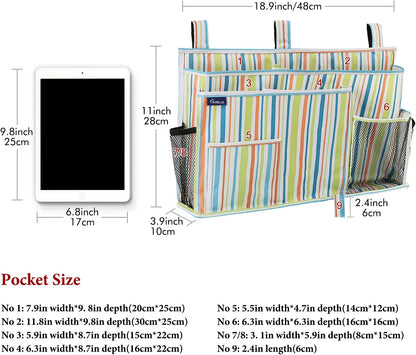 Surblue Bedside Caddy Hanging Bed Organizer Storage Bag Pocket for Bunk and Hospital Beds, College