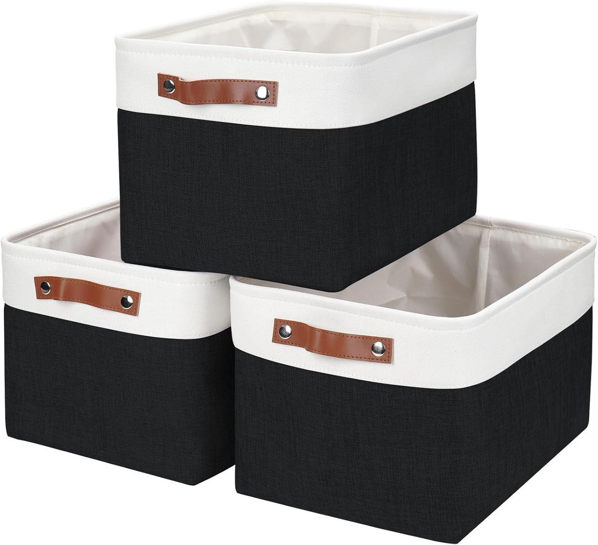 Storage Bins Large Fabric Storage Baskets for Shelves 3 Pack, Decorative Linen Closet Baskets with