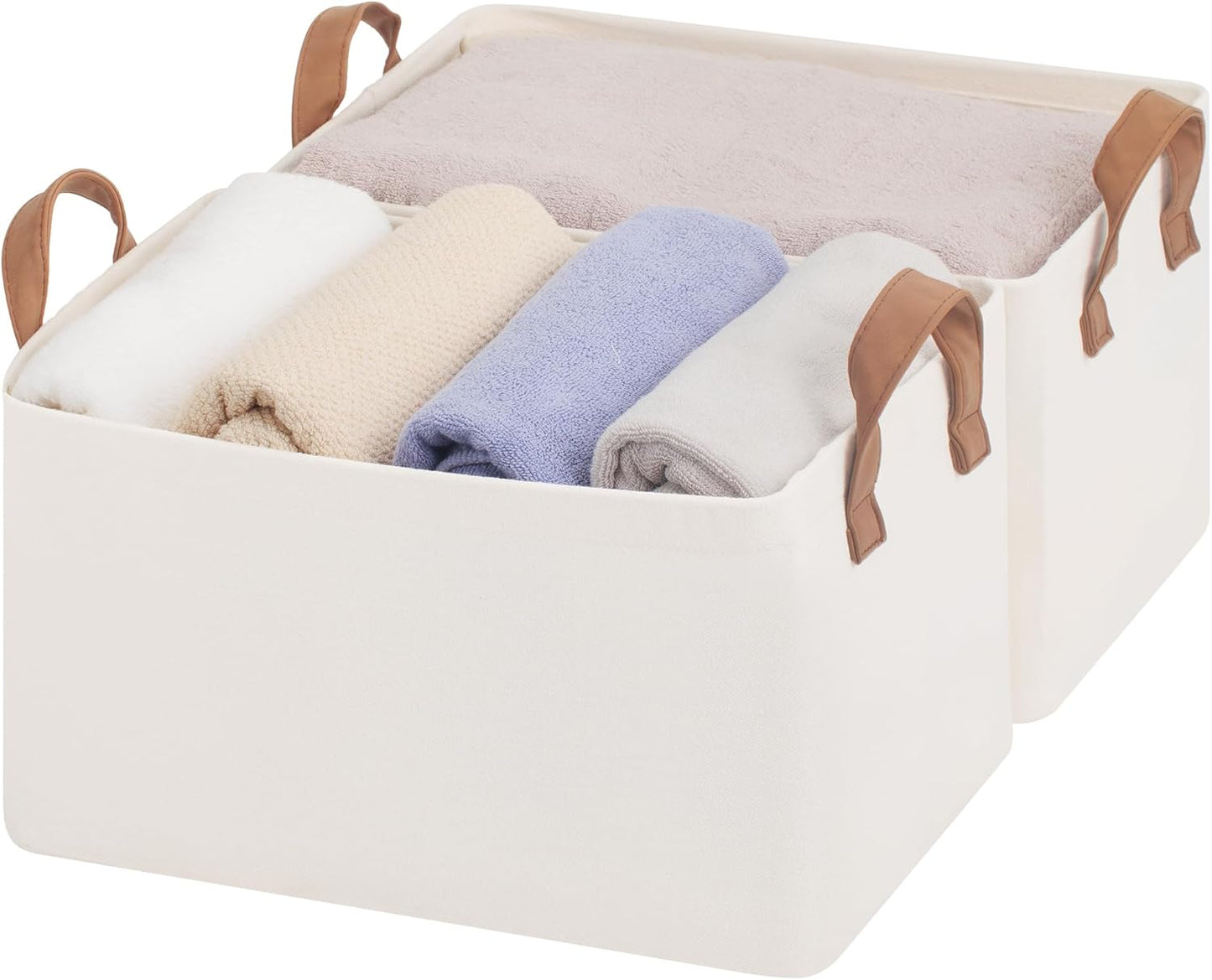 StorageWorks Storage Bins, Fabric Storage Bins for Shelves, Storage Baskets with Metal Frame