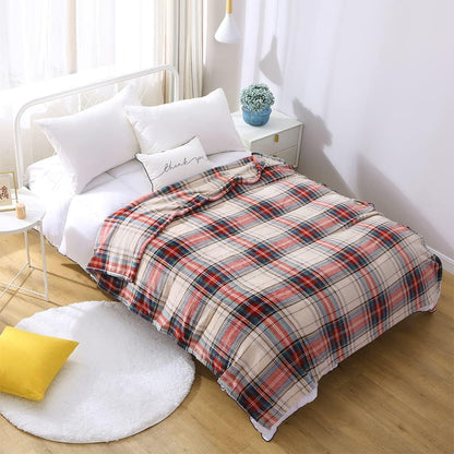 MERRYLIFE Plaid Throw Blanket for Couch | Soft Decorative Ultra-Plush Colorful| Throw Size Travel
