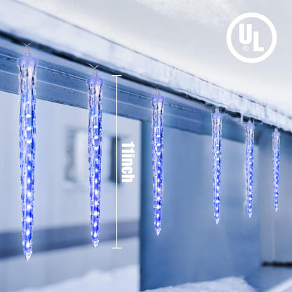 Icicle Lights Outdoor, 19.8Ft Meteor Shower Lights with 20 Tubes, Snowfall Shooting Star Light