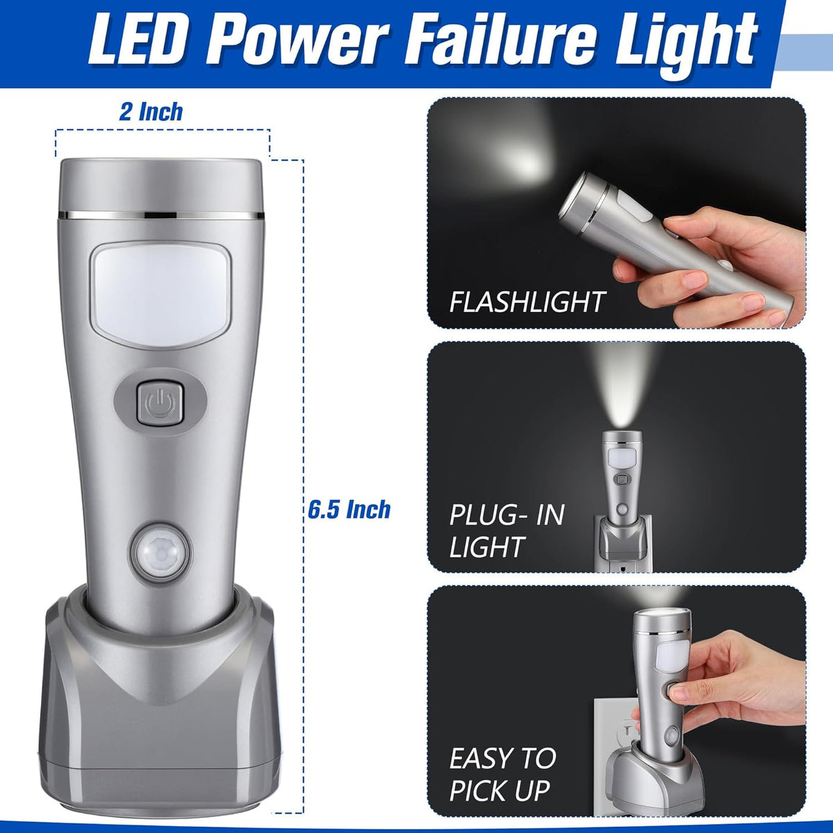 Enhon 4 Pack 4 in 1 LED Emergency Lights for Home Power Failure, Rechargeable Plug in Flashlight