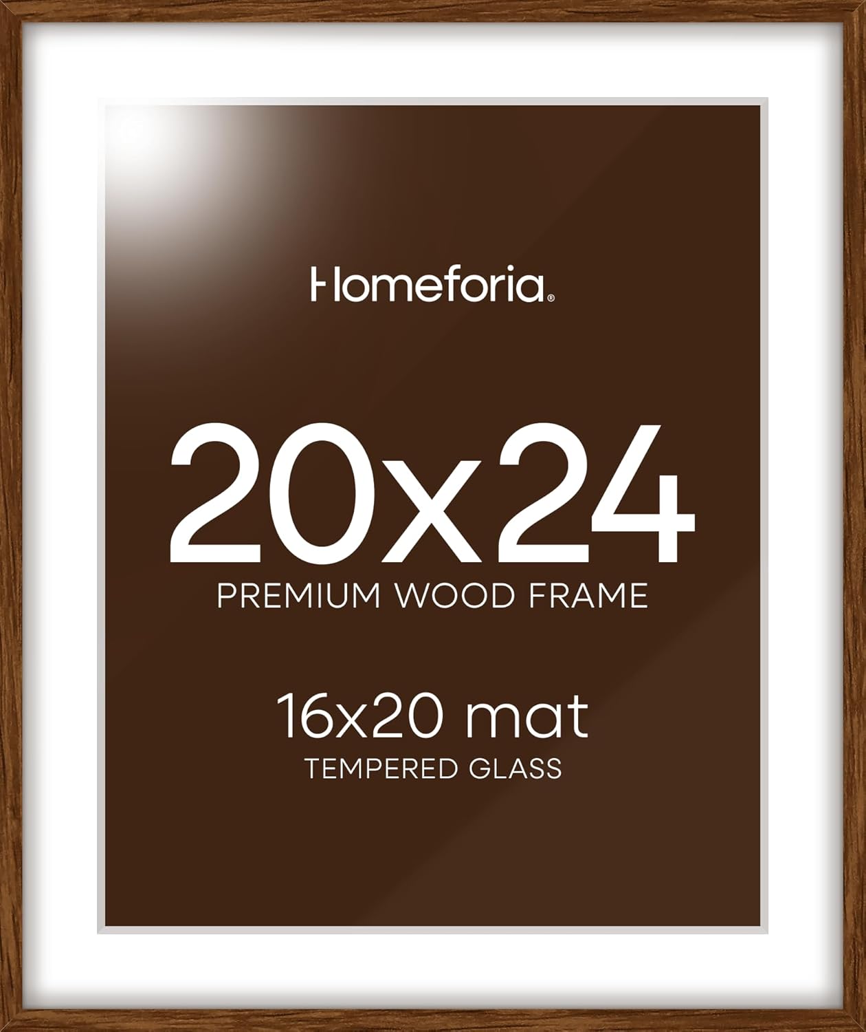 Homeforia 20x24 Picture Frame Brown, High End Dark Oak 20x24 Walnut Wooden Poster Frames with Mat
