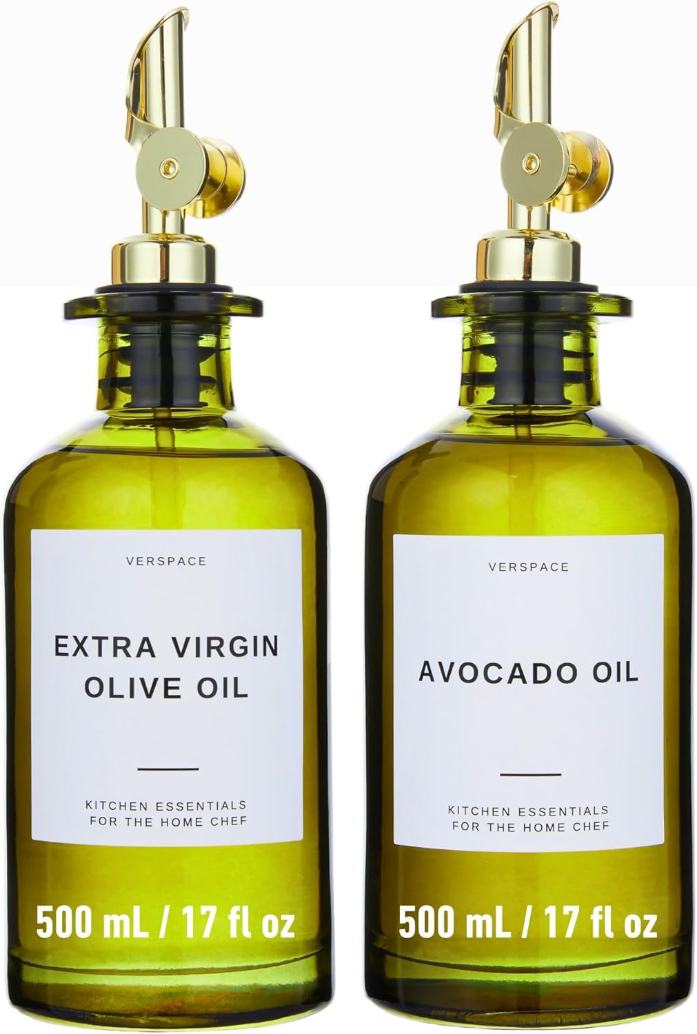 Green Glass Olive Oil Dispenser Bottle For Kitchen By Verpsace,Avocado Oil Dispenser Set, Modern