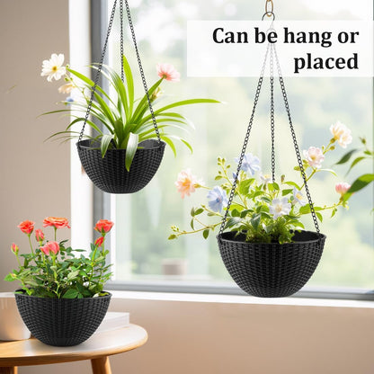 Hanging Planters for Indoor Outdoor Plants 8/10 Inch, 4 Packs Plant Hanger with Drainage Holes