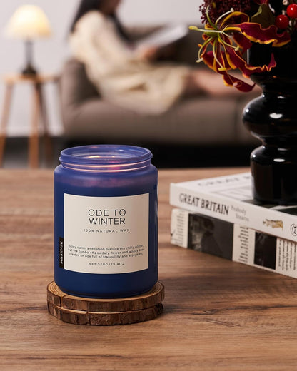 M&SENSE Ode to Winter - Lavender Sandalwood Strong Scented Candle, 19.4oz 110 Hour Clean Non Toxic