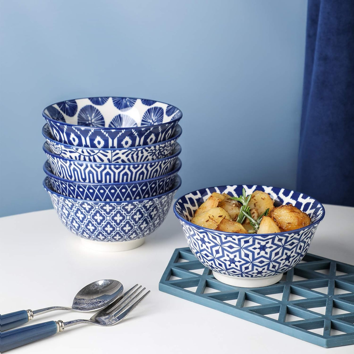 Selamica Porcelain 11oz Ice Cream Bowls Set of 6, Small Bowls, Ceramic bowls for Dessert, Ice