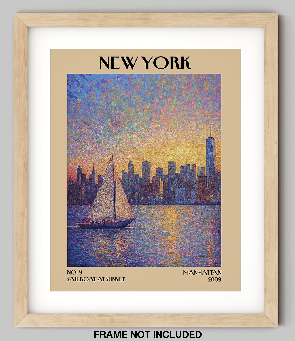 Retro Vintage New York Wall Art Print - 11x14 Unframed Poster - New York City Souvenirs, Cute