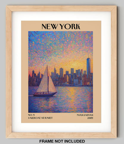 Retro Vintage New York Wall Art Print - 11x14 Unframed Poster - New York City Souvenirs, Cute