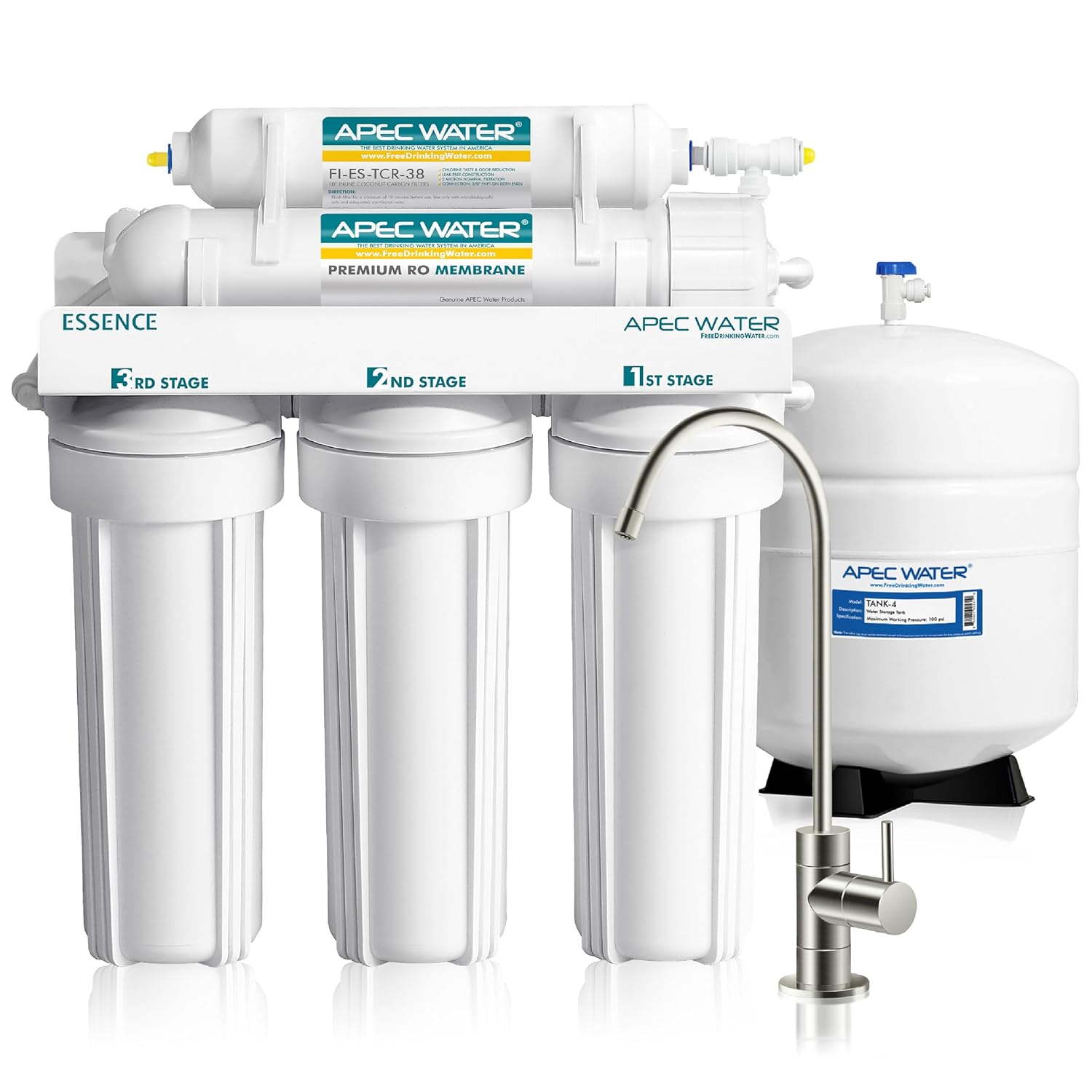 APEC Water Systems ROES-100 Essence Series Top Tier 5-Stage Certified Ultra Safe Reverse Osmosis
