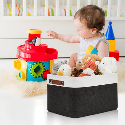 DULLEMELO Canvas Storage Bin with Handles, Fabric Bins for Shelves, Bedroom, Office,Nursery,Fabric