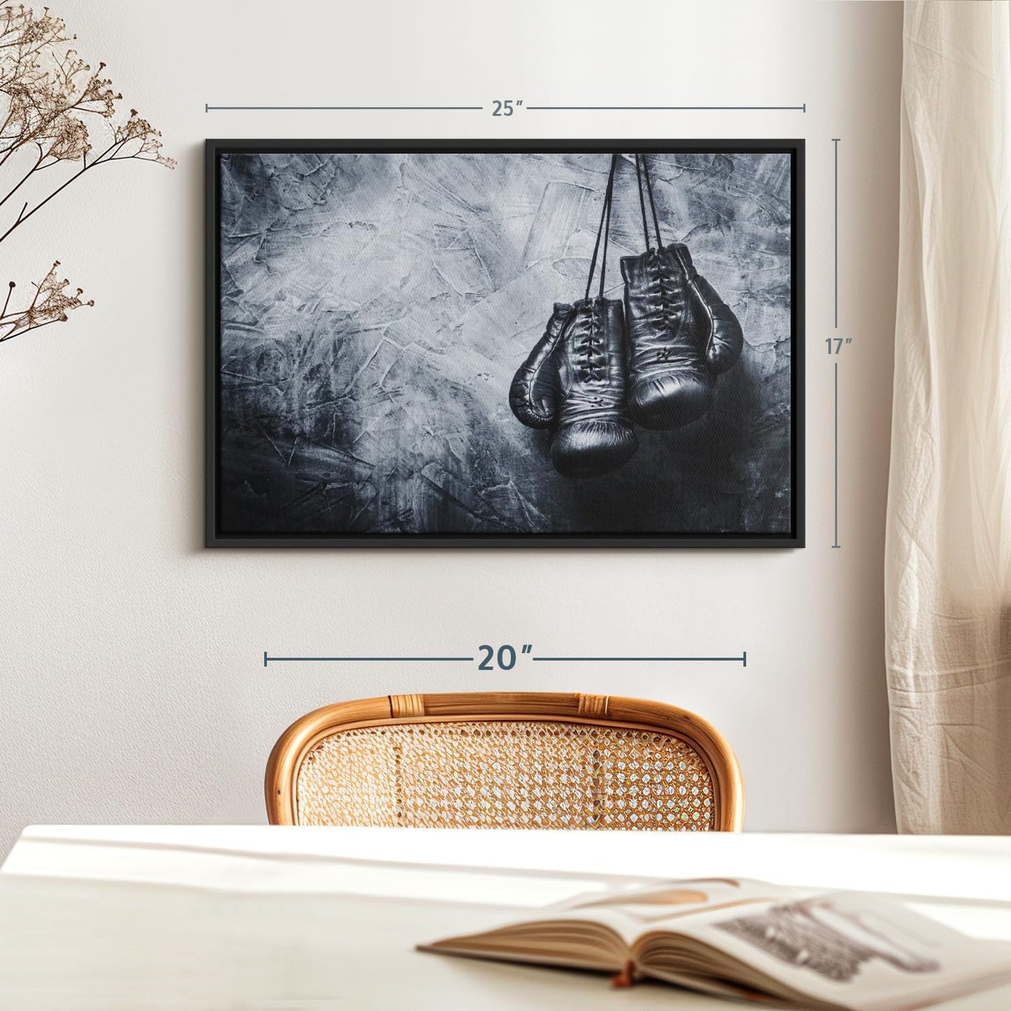 ElephantStock Boxing Gloves Wall Art - Horizontal Framed Canvas - 1-Piece Living Room Wall Decor