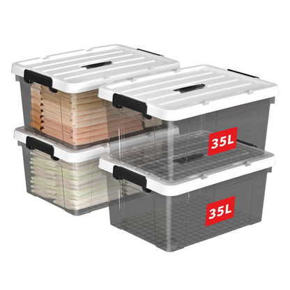 Cetomo Lidded Storage Bin with Handle, Tote Organizing Container with Durable Lid and Secure