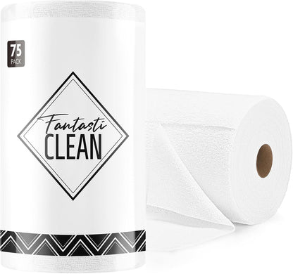 Fantasticlean Microfiber Cleaning Cloth Roll -75 Pack, Tear Away Microfiber Towels, 12" x 12"
