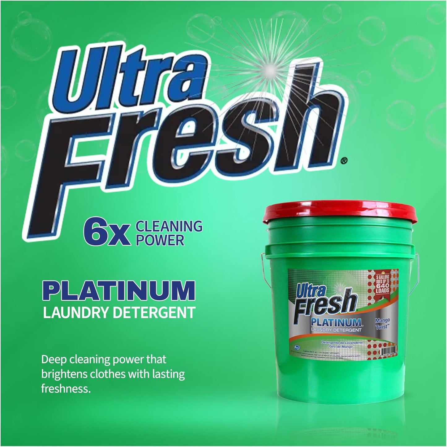 Ultra Fresh 5 Gallon Liquid Laundry Detergent Washing Soap for All Machine Types, 3X Platinum, Up