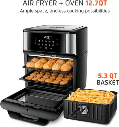 Air Fryer Oven 1800W, 12.7QT Capacity, Touchscreen Panel, Automatic Shut-Off – Black & Stainless