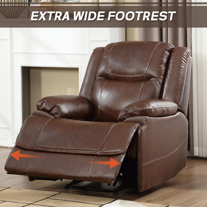 EBELLO Genuine Leather Manual Recliner Chair, Reclining Sofa Chair Couch for Living Room, Bedroom