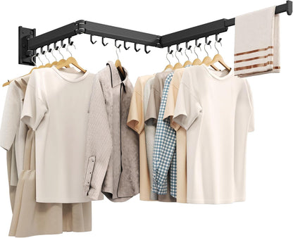 Wall Mounted Clothes Drying Rack, Collapsible Laundry Drying Rack, Retractable Foldable Drying Rack