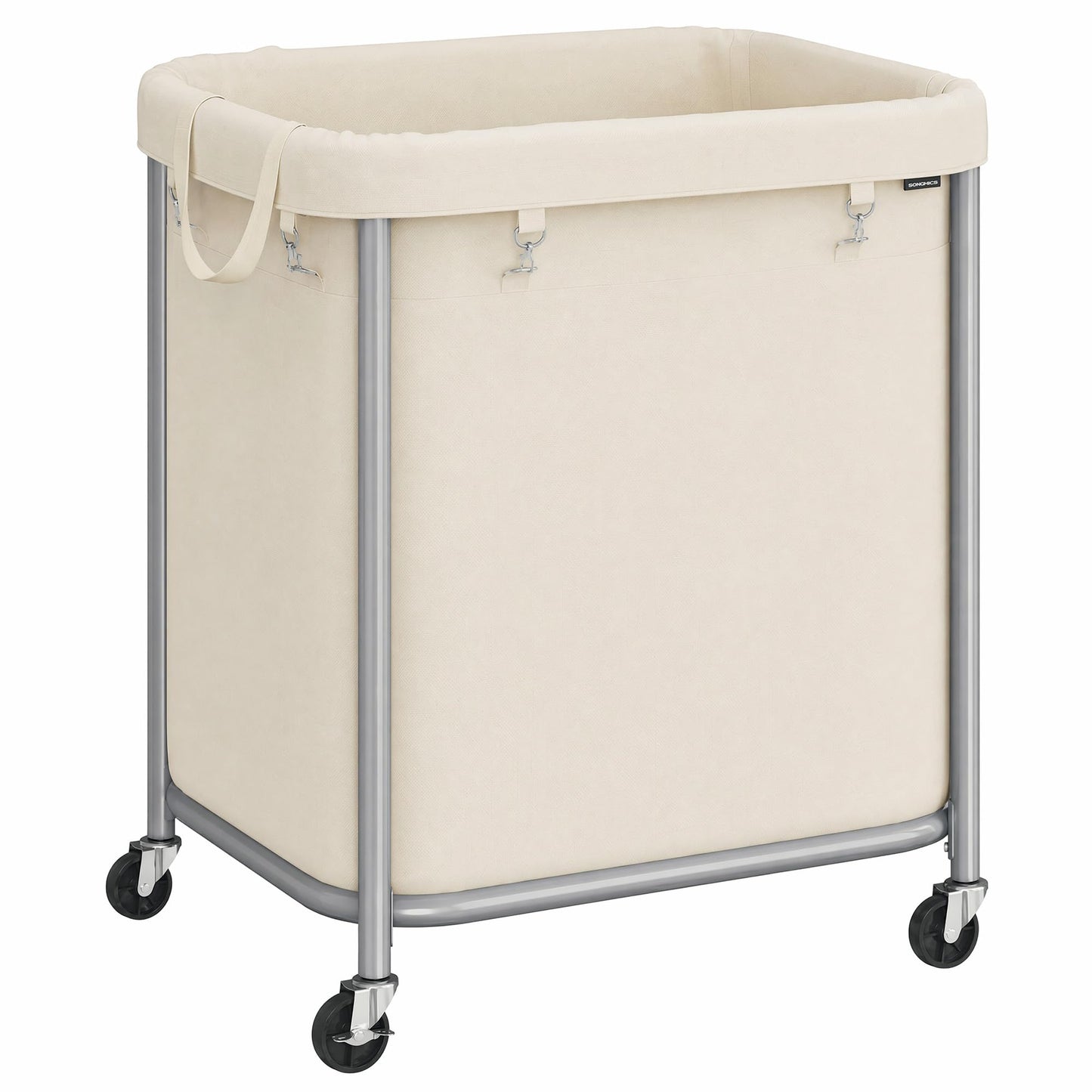 SONGMICS Laundry Basket, Rolling Steel Frame with 2 Locking Wheels, 170 L