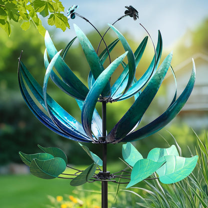 LimeHill Wind Spinner for Yard and Garden - Large Metal Windspinners for Outdoor Decorations (Blue