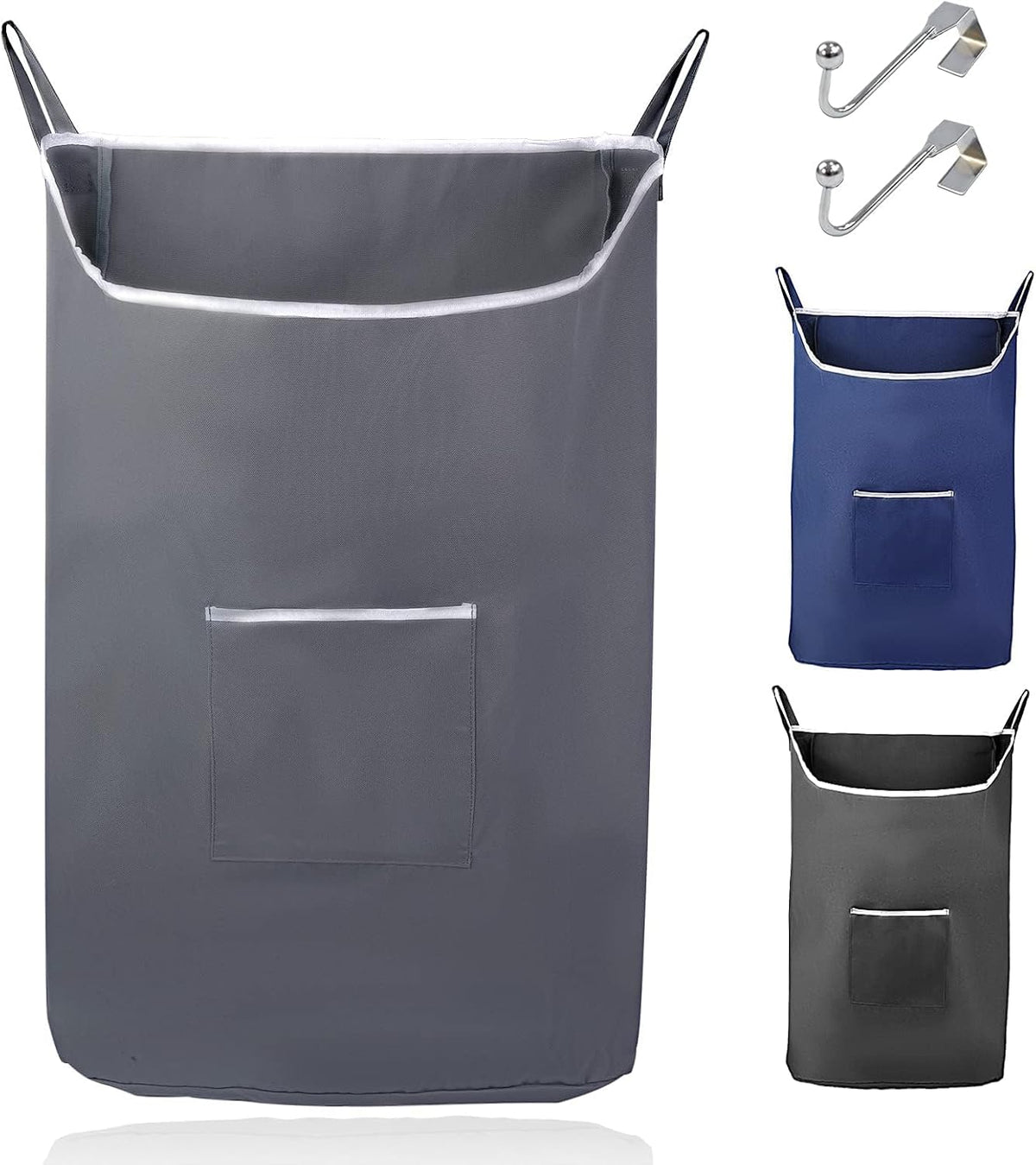 The Fine Living Co. X-Large Hanging Laundry Hamper with Over Door Hooks & Adhesive, Durable Space