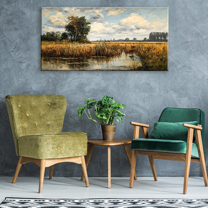 LASMOND Beautiful Wilderness Meadow Canvas Wall Art Oil Painting Reproduction Print Vintage