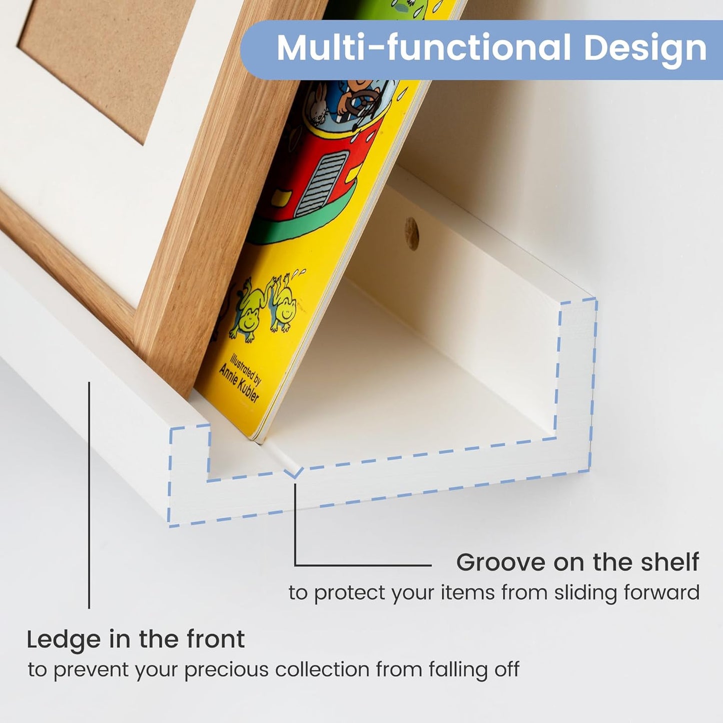 Picture Ledge Shelf, Floating Shelves Set of 2, Solid Pine Wood 72'' Long Large Nursery Book