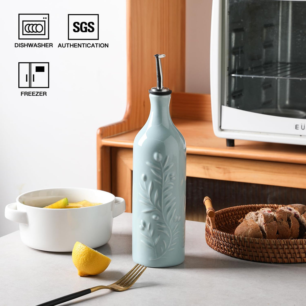 Sweejar Large Olive Oil Dispenser Bottle with Spout, 24 Oz Ceramic Oil Dispenser for Kitchen