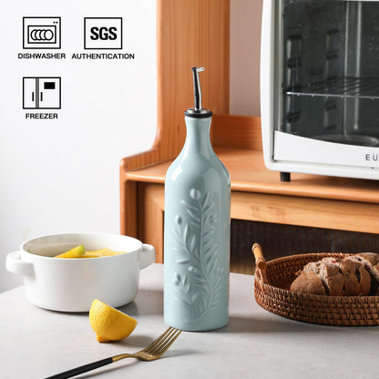 Sweejar Large Olive Oil Dispenser Bottle with Spout, 24 Oz Ceramic Oil Dispenser for Kitchen