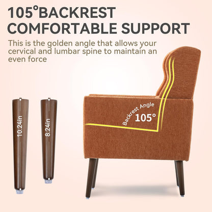 Modern Accent Chair, Upholstered Armchair with Pillow, Fabric Single Sofa Chair with Lounge Seat