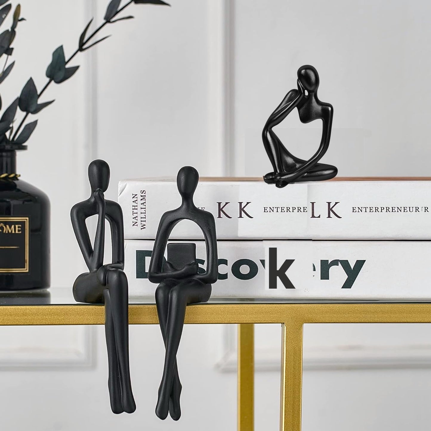 Home Decor Thinker Statue Accents, Set of 3 Thinker Sculptures Office Decor Modern Abstract Resin