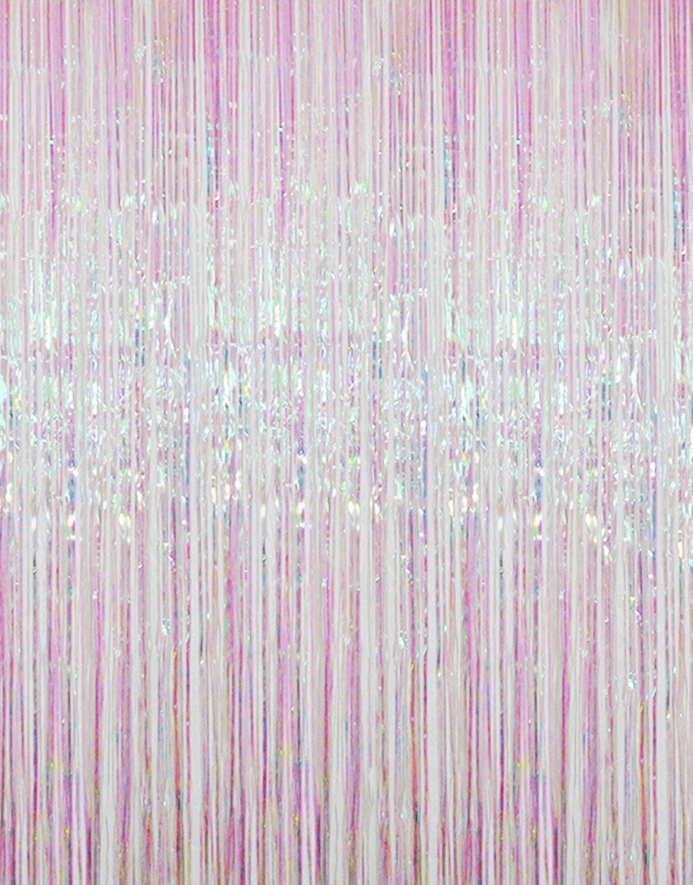 GOER 3.2 ft x 9.8 ft Metallic Tinsel Foil Fringe Curtains Party Photo Backdrop Party Streamers for