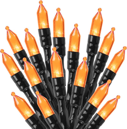 Orange LED Outdoor Halloween Lights, Halloween Decorations, 39 FT 100 LED Mini Lights with 8