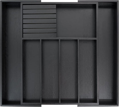 VaeFae Premium Bamboo Silverware Drawer Organizer Kitchen, Expandable Utensil Organizer with Knife