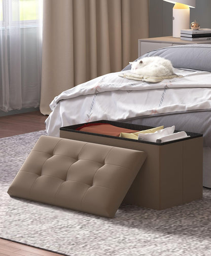 Storage Ottoman Bench, Folding Ottoman Foot Rest, 15 x 30 x 15 Inches, End of Bed Bench,Storage