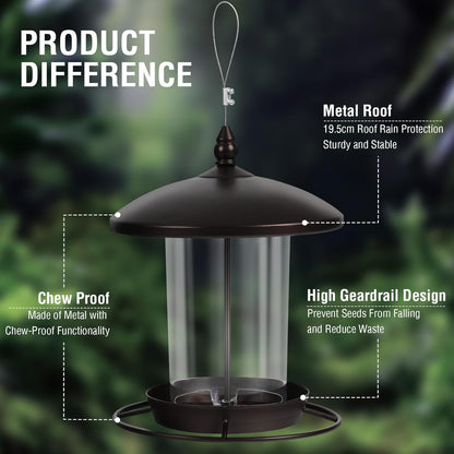 Metal Bird Feeder for Outdoors Hanging,3.0LB Seed Feeder,Easy to Fill & Clean,360°