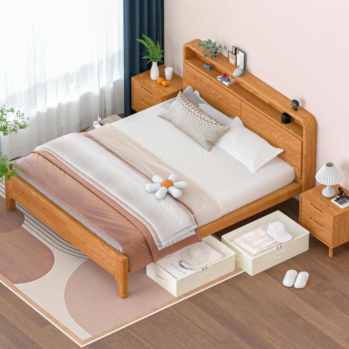 Under Bed Storage with Wheels, No Assemble Required 10 inches height Under Bed Storage bins,Large
