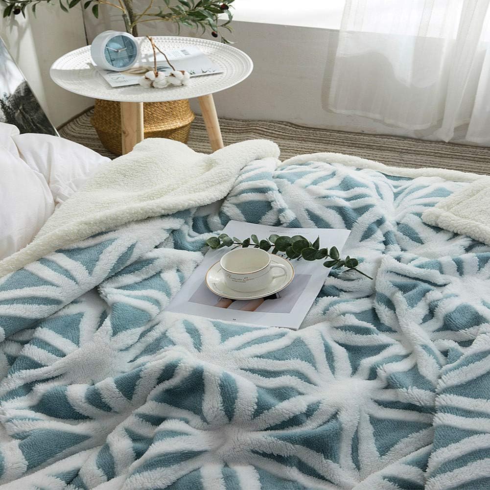 UKELER Ultra Plush Super Soft Lightweight Sherpa Throw Blanket 60''x50'' Cozy Luxury Light Blue