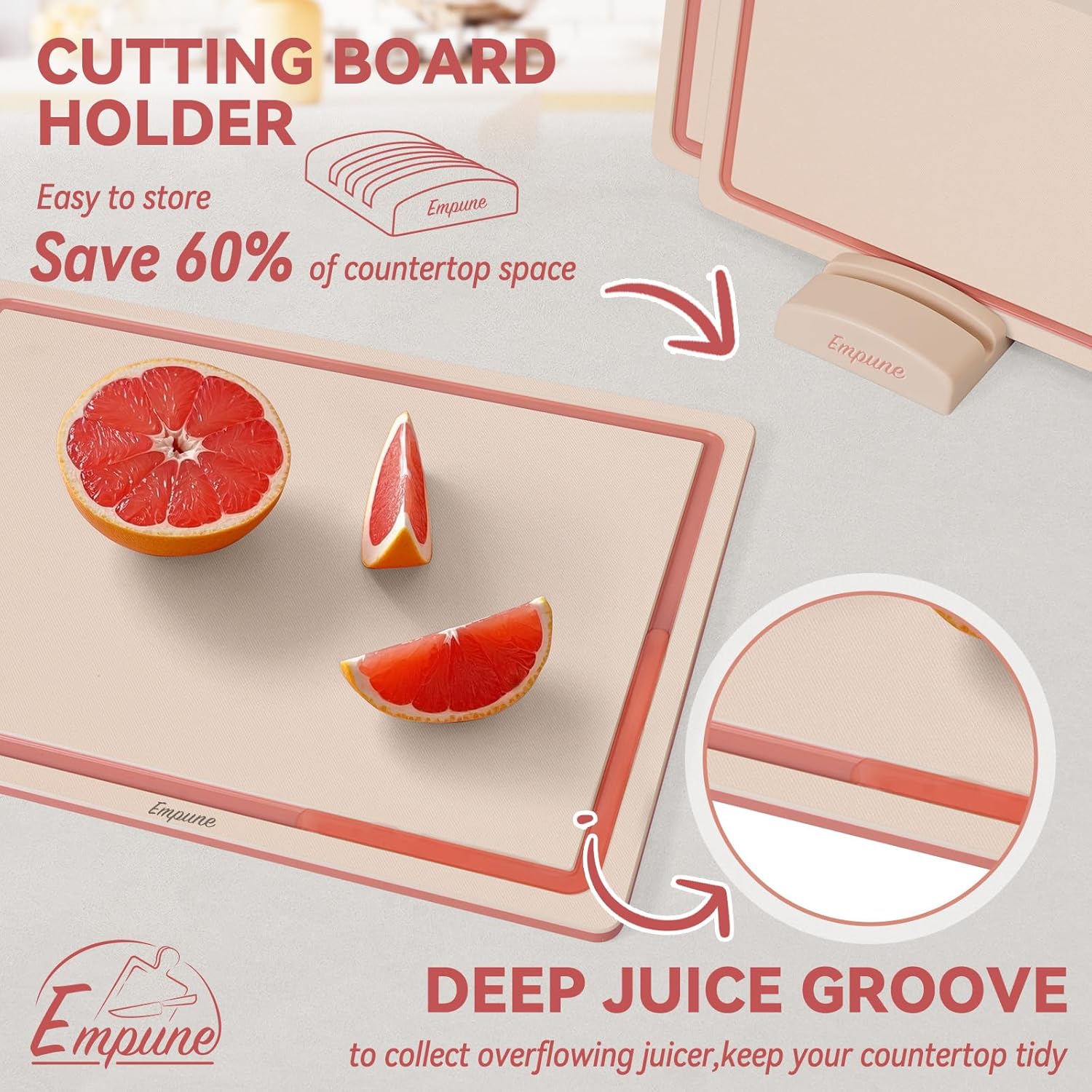 Empune Plastic Cutting Board Set, Recycled Plastic Cutting Boards for Kitchen (Set of 3)
