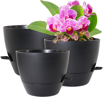 12/10/9 inch Large Self Watering Pots, Planter, Plant Pots with Mesh Drainage Holes for Indoor