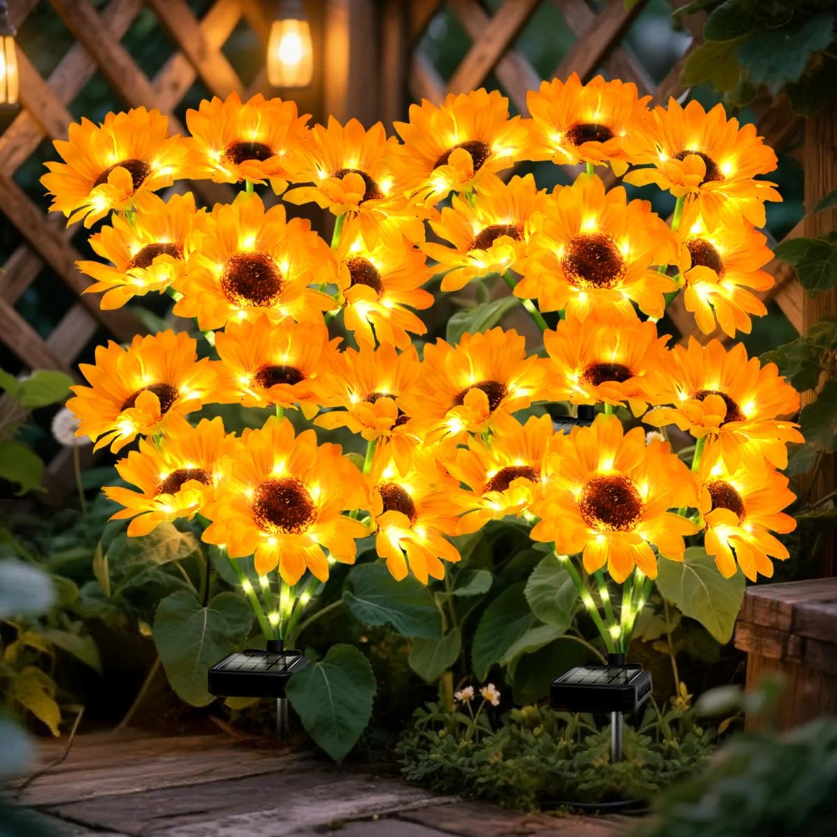 Solar Sunflower Lights 4 Pack with 24 Sunflower Solar Lights Outdoor Garden Decor Birthday Gift for