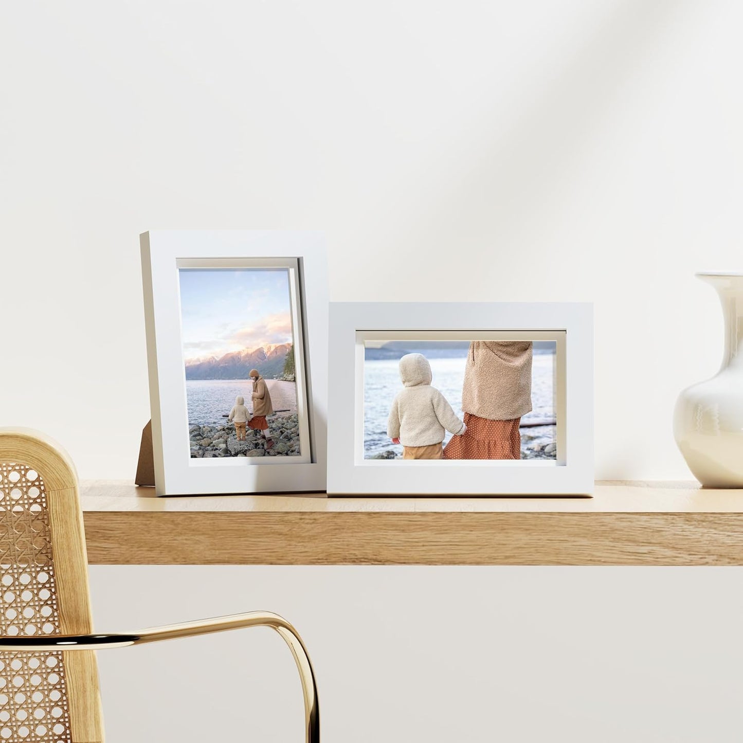 Vittanly 4x6 Picture Frames Set of 9, Shatter Resistant Plexiglass, Display 3.5x5 Pictures with Mat