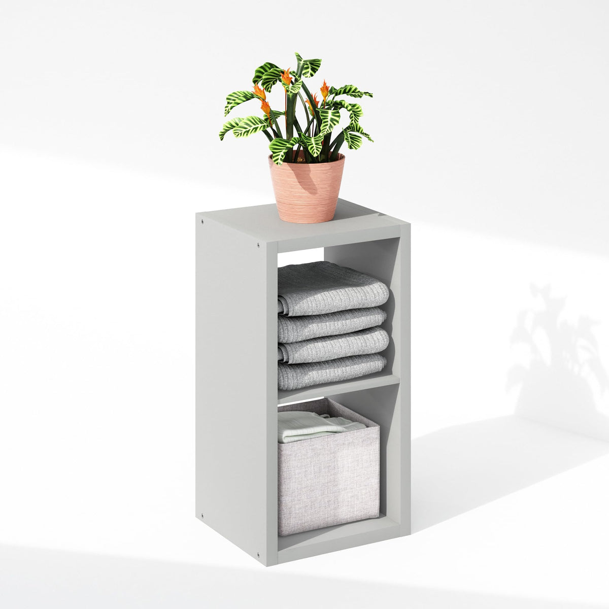 Furinno Cubic Extra Thick 2-Cube Closet Organizers and Storage, Light Grey