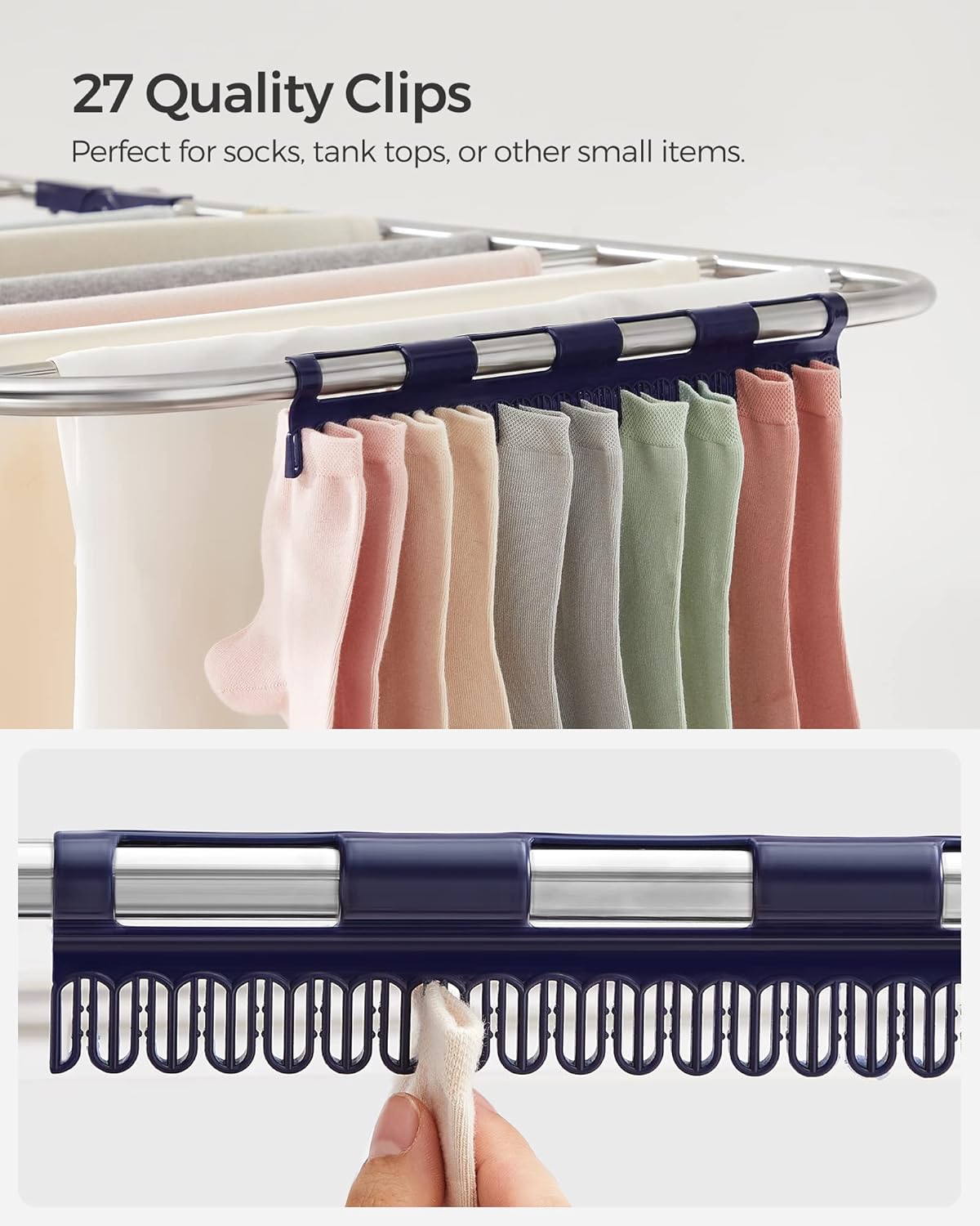SONGMICS Clothes Drying Rack, Foldable 2-Level Laundry Drying Rack, Free-Standing Laundry Airer