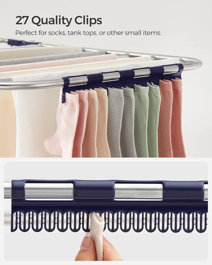 SONGMICS Clothes Drying Rack, Foldable 2-Level Laundry Drying Rack, Free-Standing Laundry Airer