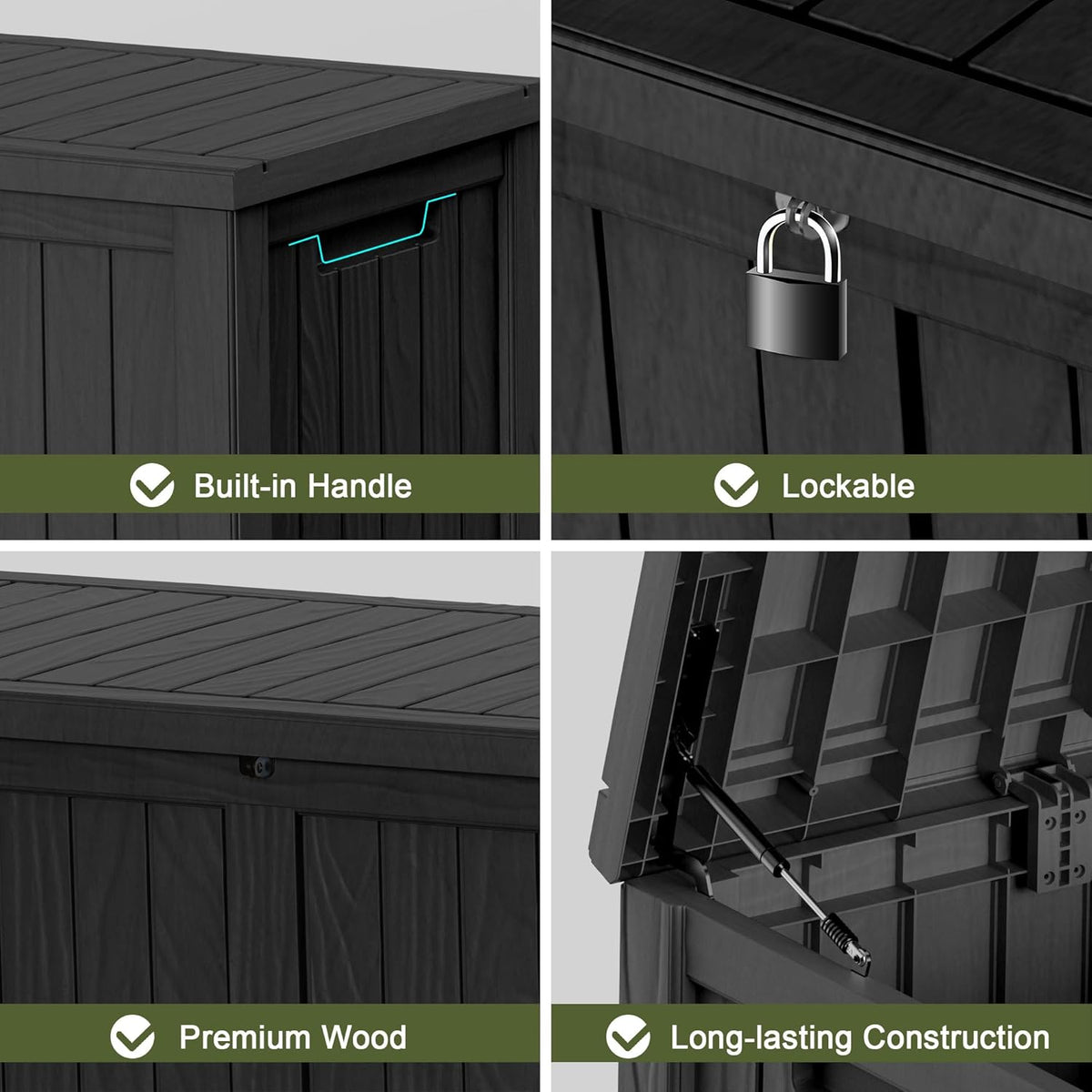 120 Gallon Outdoor Deck Box,Storage Lockable Waterproof Patio Furniture,Garden Tools,Cushions,Pool