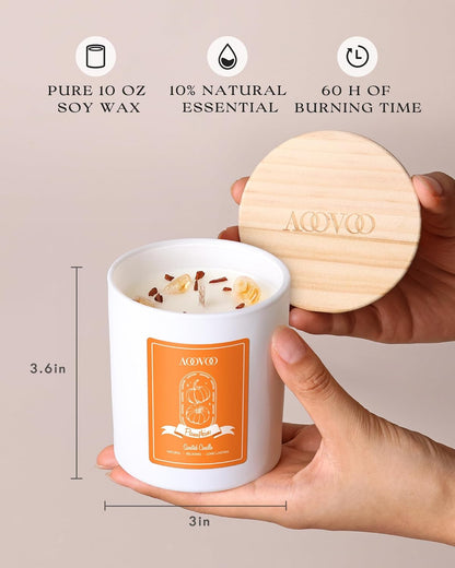 AOOVOO Pumpkin Scented Candles for Women - Aromatherapy Candle with Crystals Inside, 10oz Soy