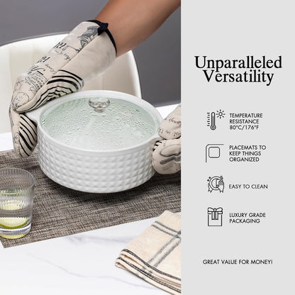 Placemats Set of 4 - Easy Clean Woven Vinyl Placemats for Dining Table, Indoor/Outdoor Place Mats