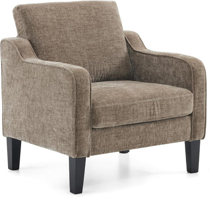 VINGLI Accent Chair for Living Room Chairs Light Brown Reading Chair for Bedroom Scooped Arm Chair